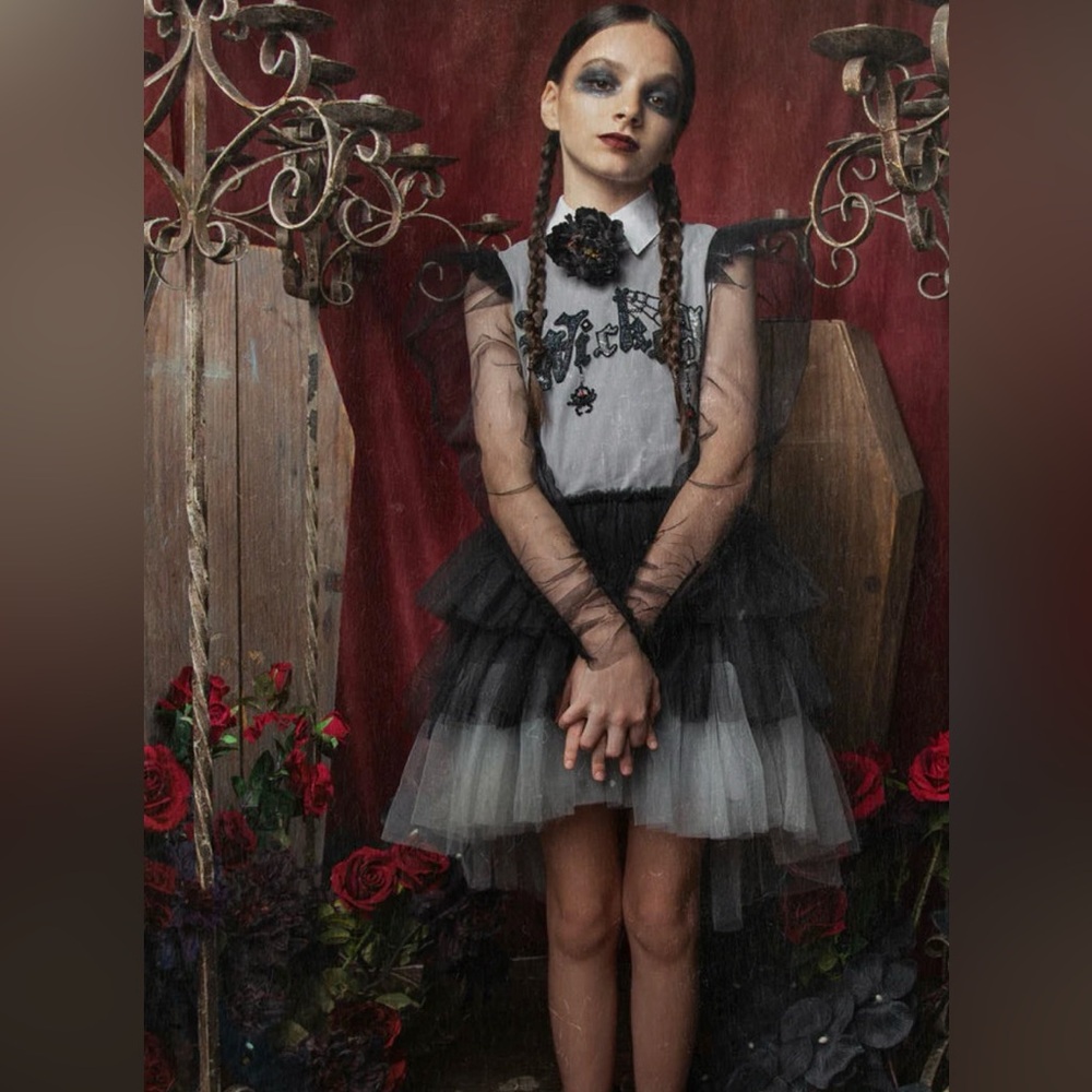 Tutu Du Monde Black and Gray Formal Halloween girls wicked spider net Dress